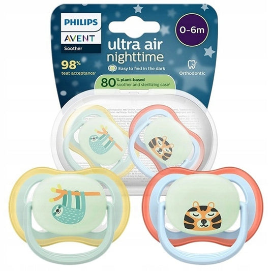 PHILIPS AVENT Ultra Air Night πιπίλες 2 τεμ. 0–6 μηνών ΦΩΣ ΣΤΟ ΣΚΟΤΑΔΙ