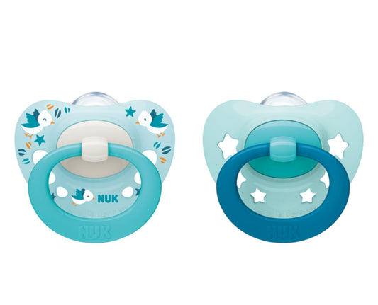 NUK Signaturesoother x2, storage boxage 0-6 monthssiliconeBPA and BPS freePost-auction condition, almost