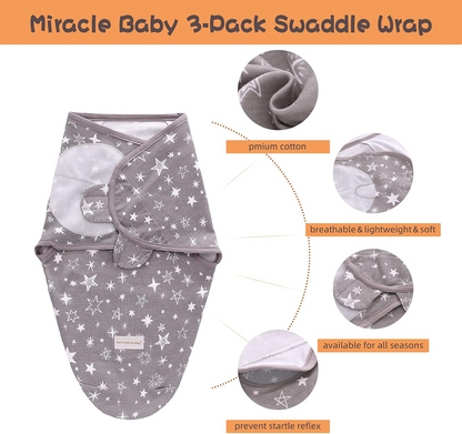 MIRACLE BABY Pucktuch Schlafsack 0-3 Monate x3