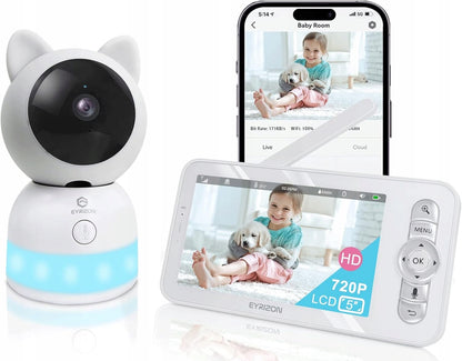 EYRIZON ferngesteuertes Babyphone 5" 2K HD + App