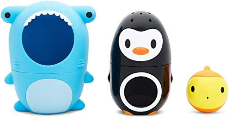 MUNCHKIN Sharky & Pals 3-in-1 Badespielzeug Fisch, Pinguin, Hai