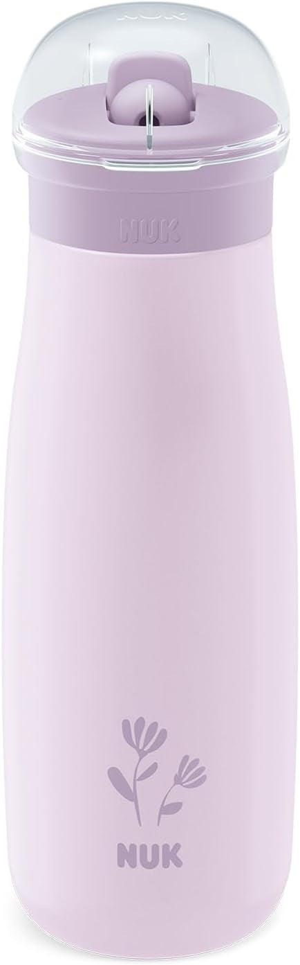 NUK Mini-Me Flip Edelstahlflasche mit Strohhalm und Mundstück 500 ml 12m+