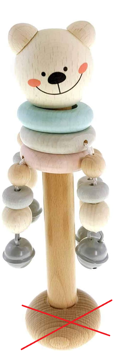 HESS Holzrassel mit Glöckchen 18 cm BÄR