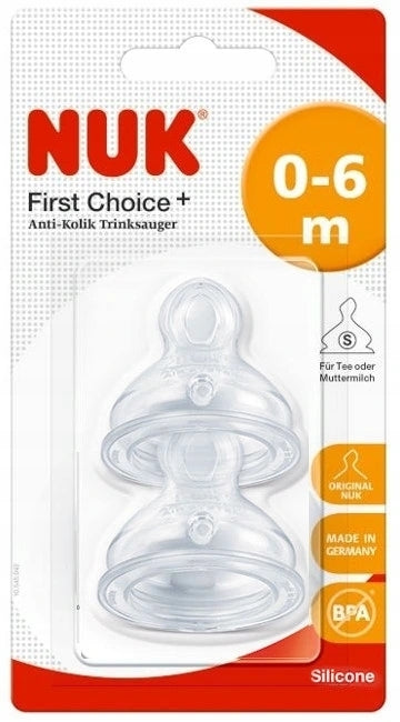 NUK First Choice+ silicone bottle teats 0–6 M 2 pcs